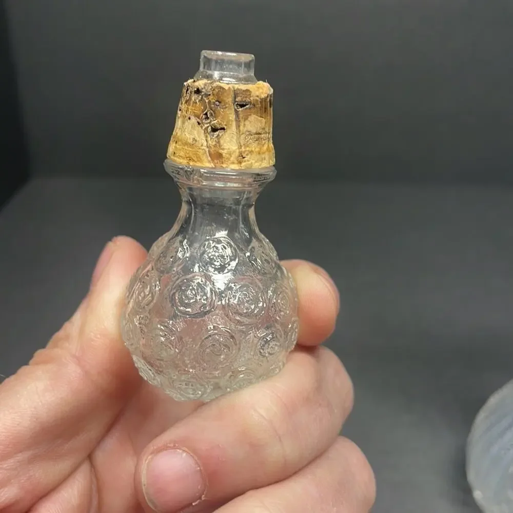 Vintage Cut Glass Cruet with Cork Stopper ~ American Brilliant Period 1876-1917